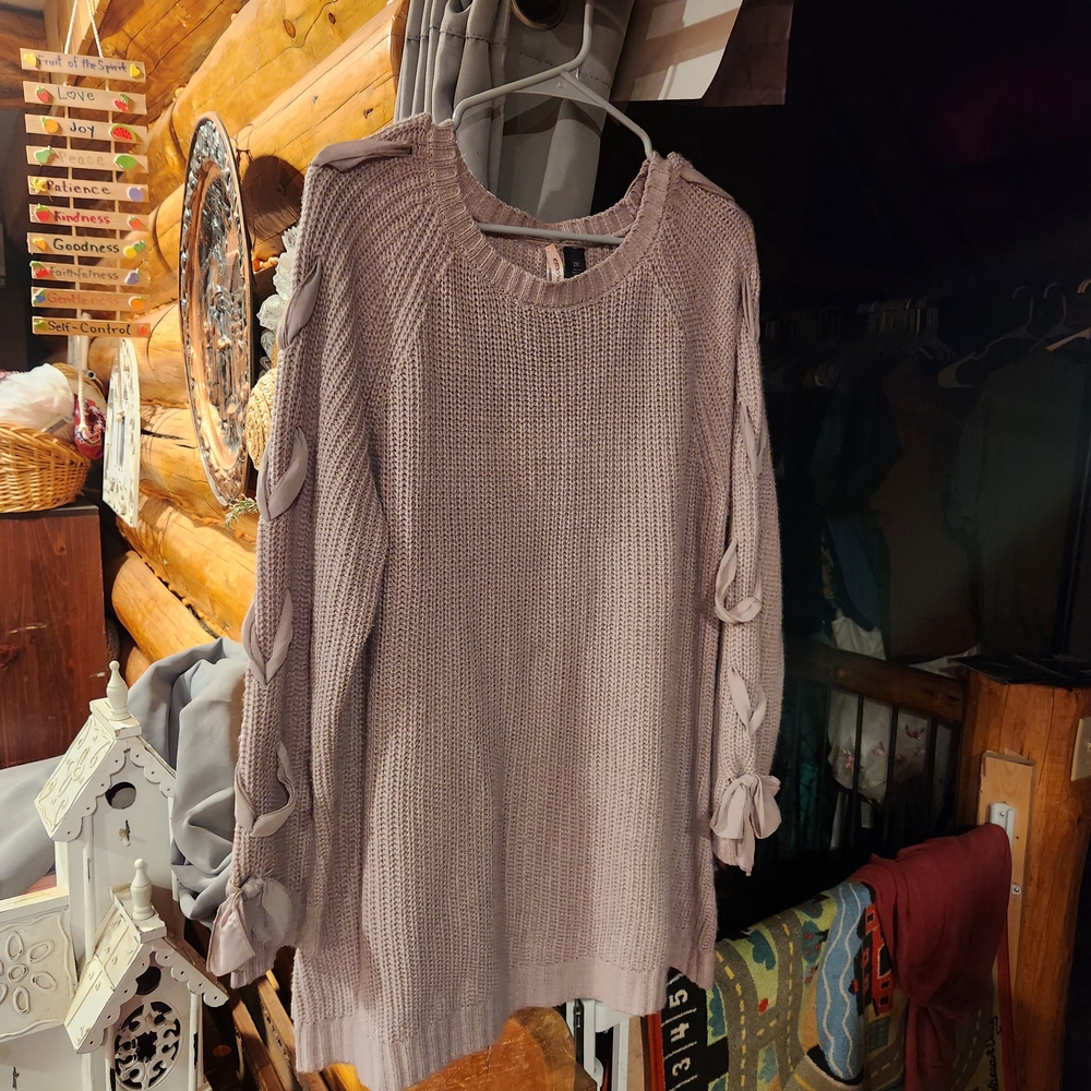 Love By Design Lilac Sweater with Bow Accents